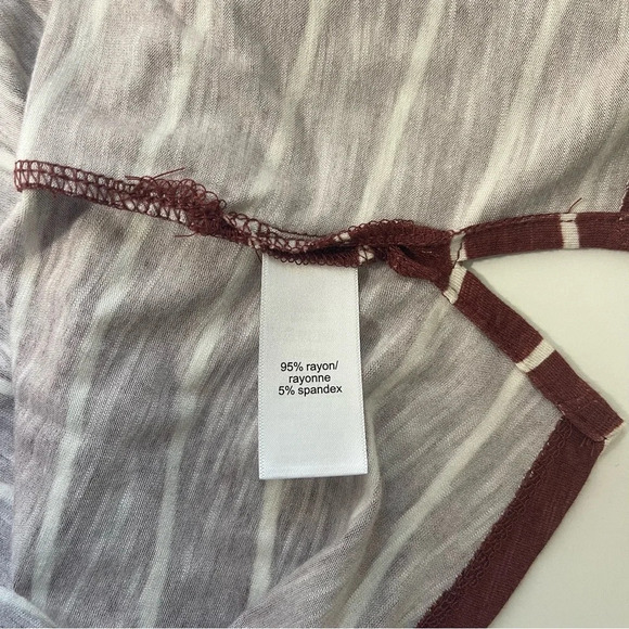 Maurices 24/7 Flawless Rust Red & White Striped Boyfriend Crop Tee Small Women’s - Picture 10 of 11